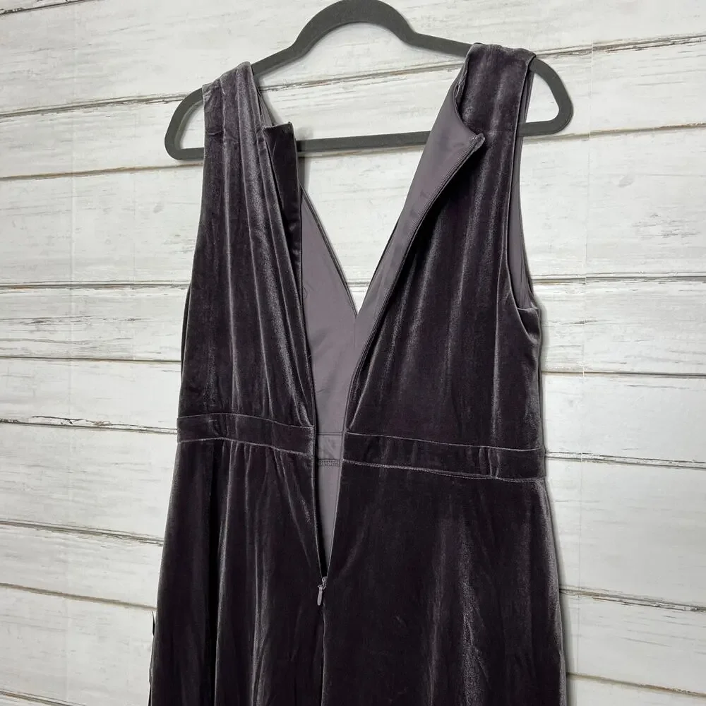 Lulu's Mauve Velvet V-Neck Maxi Dress - Picture 9 of 11